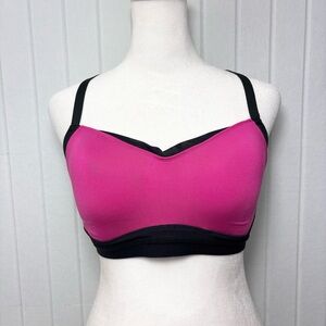 Brooks Pink and Black Sports Bra with‎ Adjustable Straps Size L